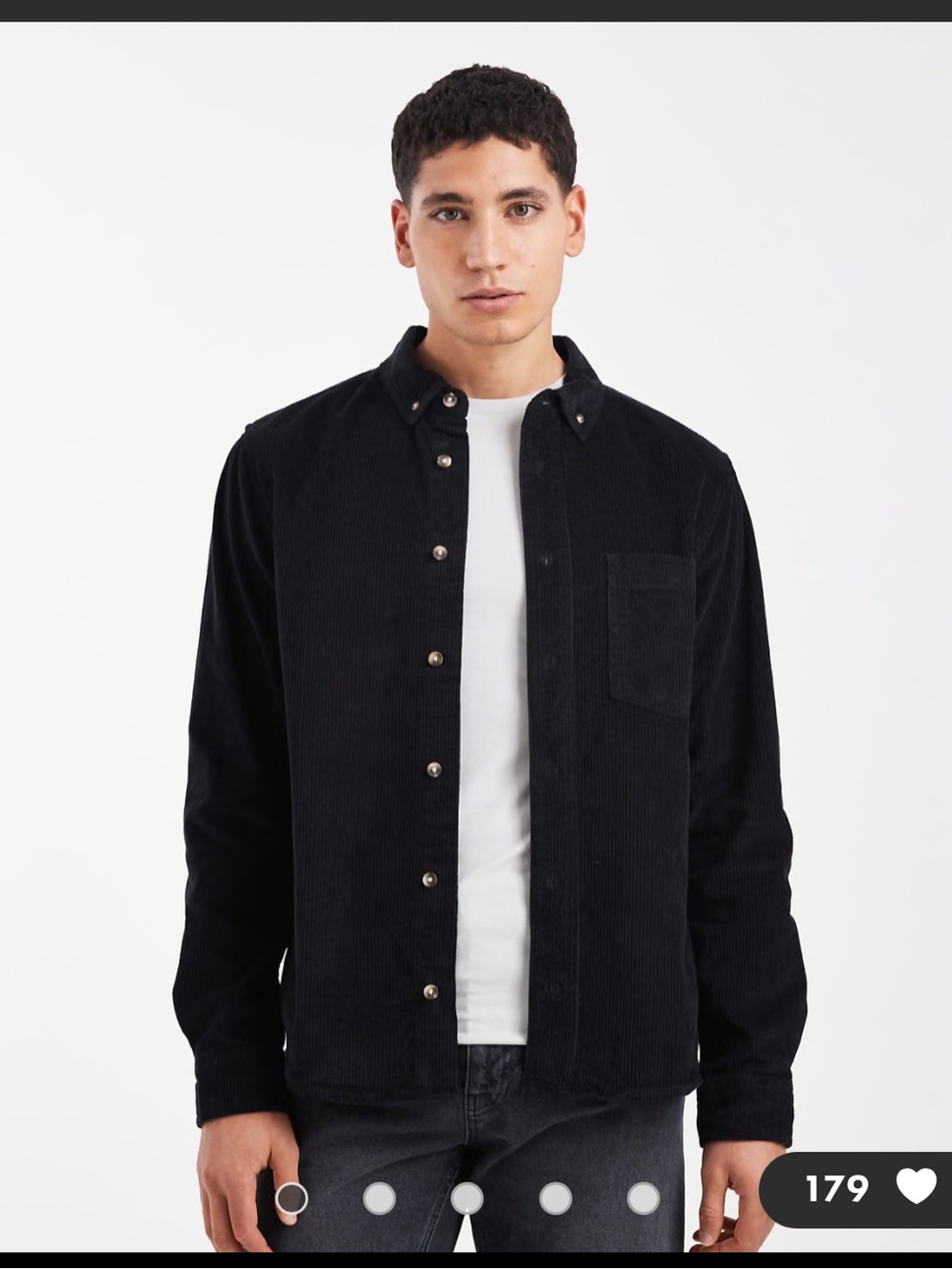 NWT ASOS Black Corduroy Button-Down Shirt
